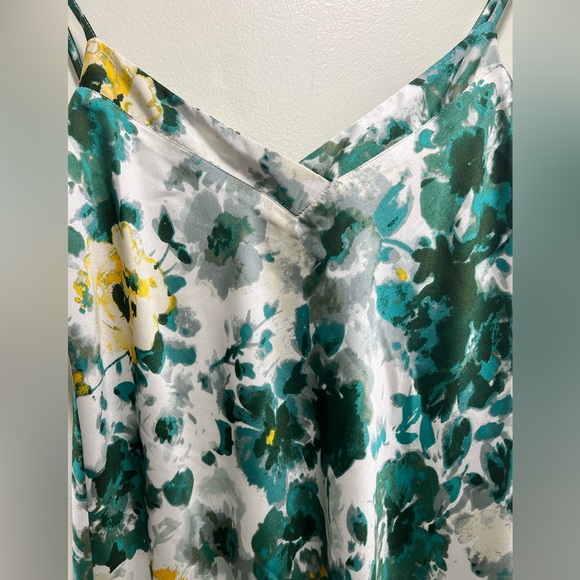 Lucky Brand Natalie Floral Slip Midi Dress in teal, green, white, size M - Picture 4 of 12